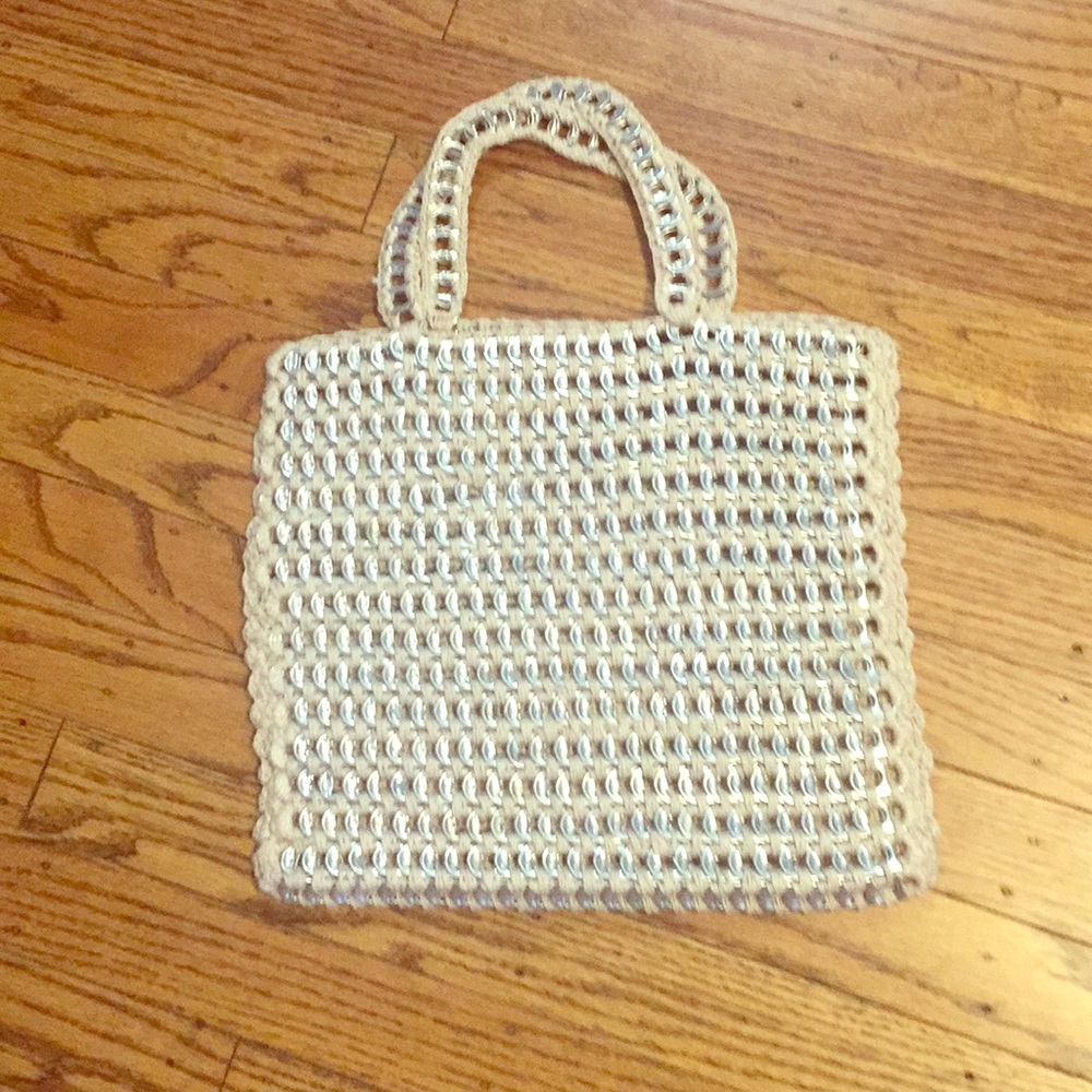Homemade bottle cap hand bag 100 percent recycled